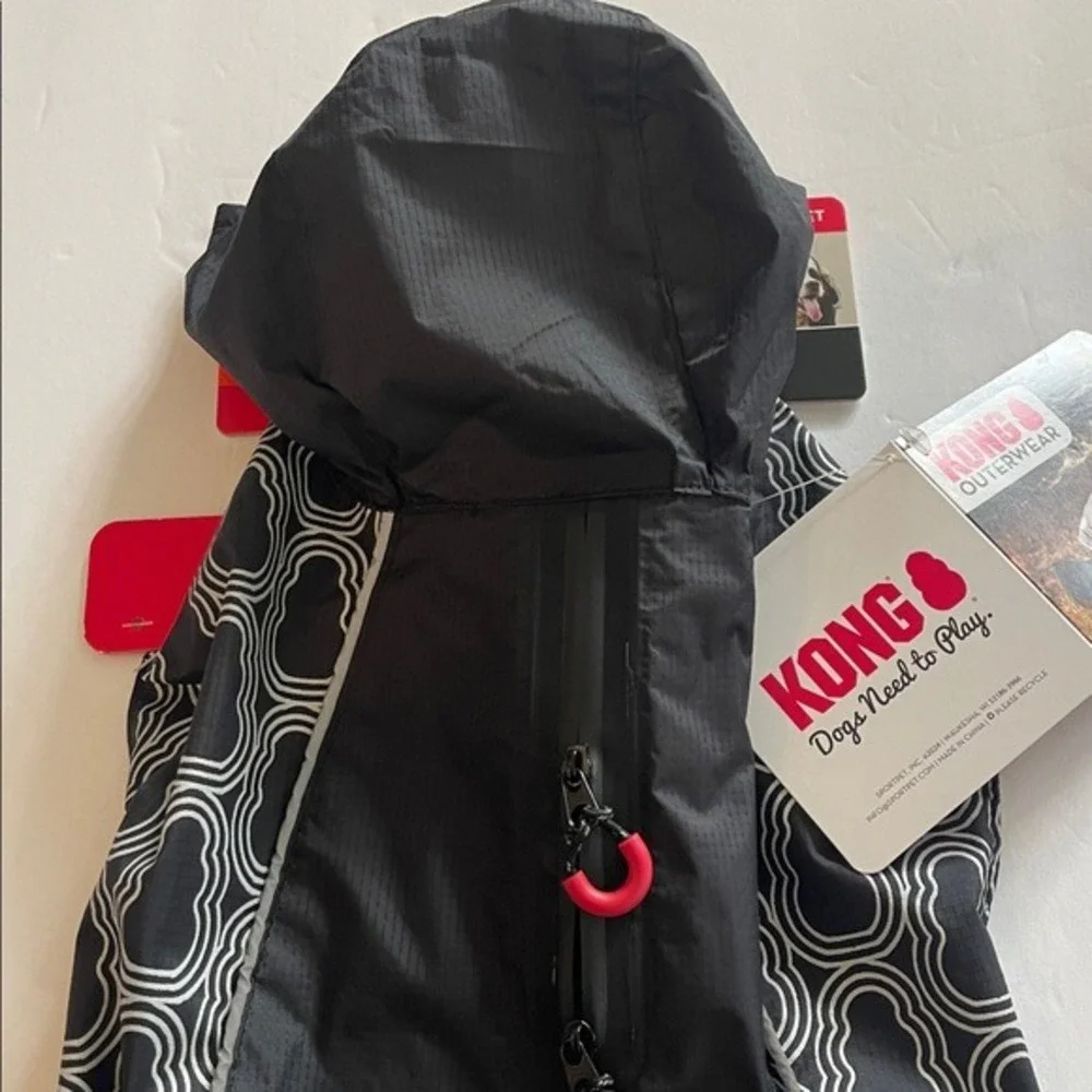Kong Dog Lightweight Reflective Black Rain Jacket‎ Small 12-14 Inch NWT